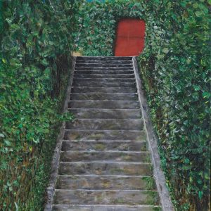 "Steps and Red Door" – Original Acrylic Painting by Mark Kircak