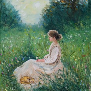 "Sophia and Cat" – Original Oil Painting by Mark Kircak