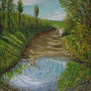 "Dog Walking" – Original Oil Painting by Mark Kircak